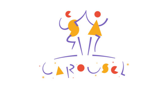 CAROUSEL logo with shapes on white background